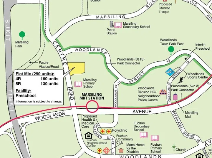 Map showing location of Marsiling Ridge HDB BTO (Standard), launched in the October 2024 sales exercise.