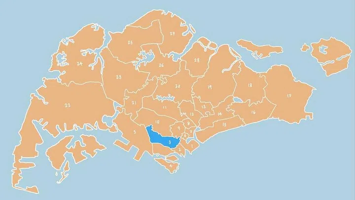 Illustrated map showing District 03 - Queenstown, Alexandra, Tiong Bahru in Singapore.