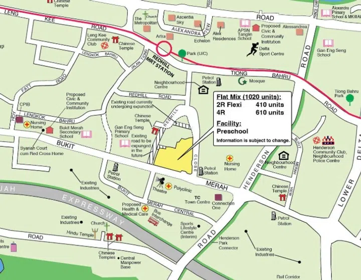 The Redhill Peaks Bukit Merah October 2025 BTO site is located along Jalan Bukit Merah.