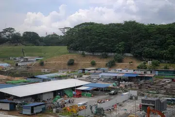 The area in the background of a photo taken on July 7 is where JTC will build the Woodlands Gateway transport hub. In the foreground is the site of the Woodlands North RTS station, now under construction.