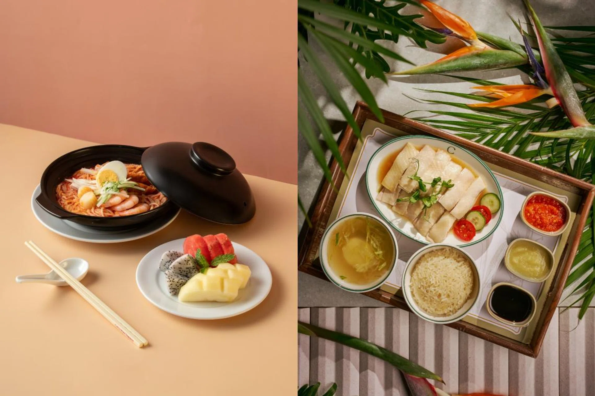 Laksa from Café Mosaic and Chicken rice from Chatterbox Café