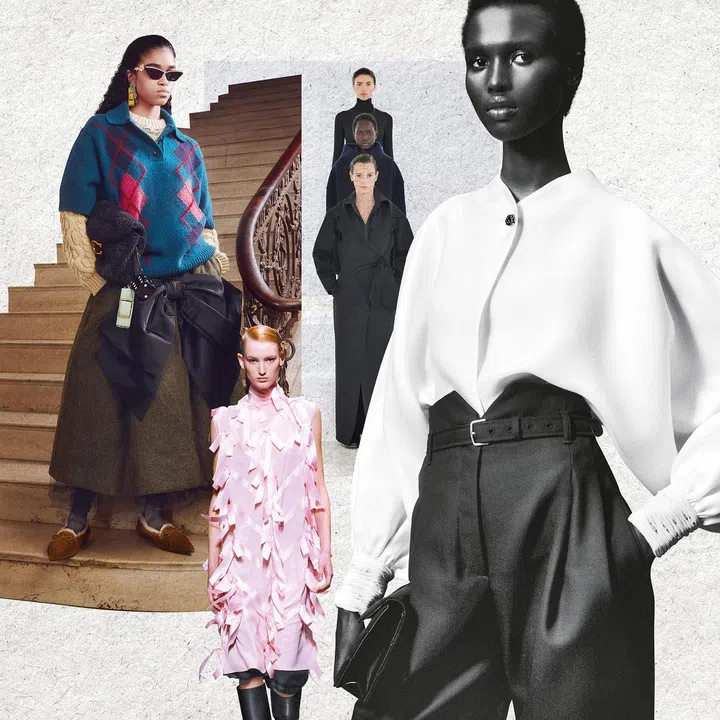 左至右：Coach 2024秋冬以“蝴蝶结”为重点元素,与TikTok上流行的“娇媚少女风”完美呼应；Prada将俏丽的蝴蝶结装点在2024秋冬连衣裙上；Max Mara 2024秋冬系列展现低调奢华之美；Loro Piana成为“静奢风”的代表品牌之一，引起消费者的关注。