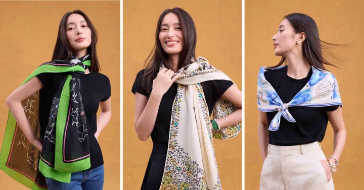 上海滩的丝巾采用奢华丝绸材质制成。