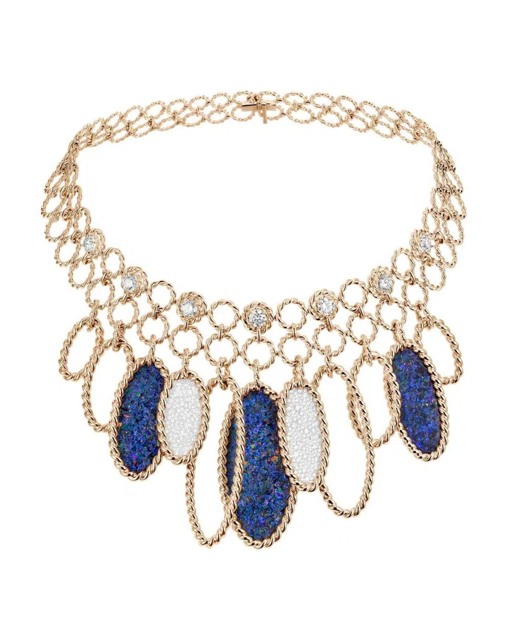 Piaget Society 18K玫瑰金镶嵌黑蛋白石及钻石项链
