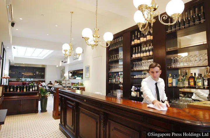 Interior of Brasserie Gavroche, a French restaurant at 66 Tras Street.