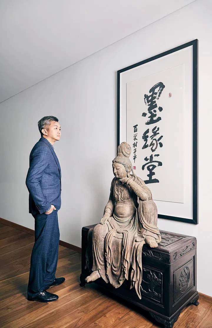 林子平亲自为傅文克斋号“星洲墨缘堂”题字,力透纸背,气势恢宏。
