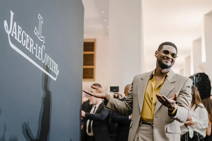 American singer Usher at Watches and Wonders GENEVA, in Geneva, Switzerland, Wednesday, April 15, 2026. The largest watchmaking event of the year bringing together the leading names of the industry from April 14 to April 20, 2026 at Geneva Palexpo. (WWGF/KEYSTONE/Gabriel Monnet)

