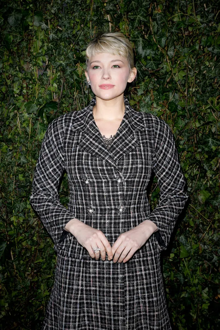 Haley Bennett attends the CHANEL & Charles Finch pre-Bafta Dinner