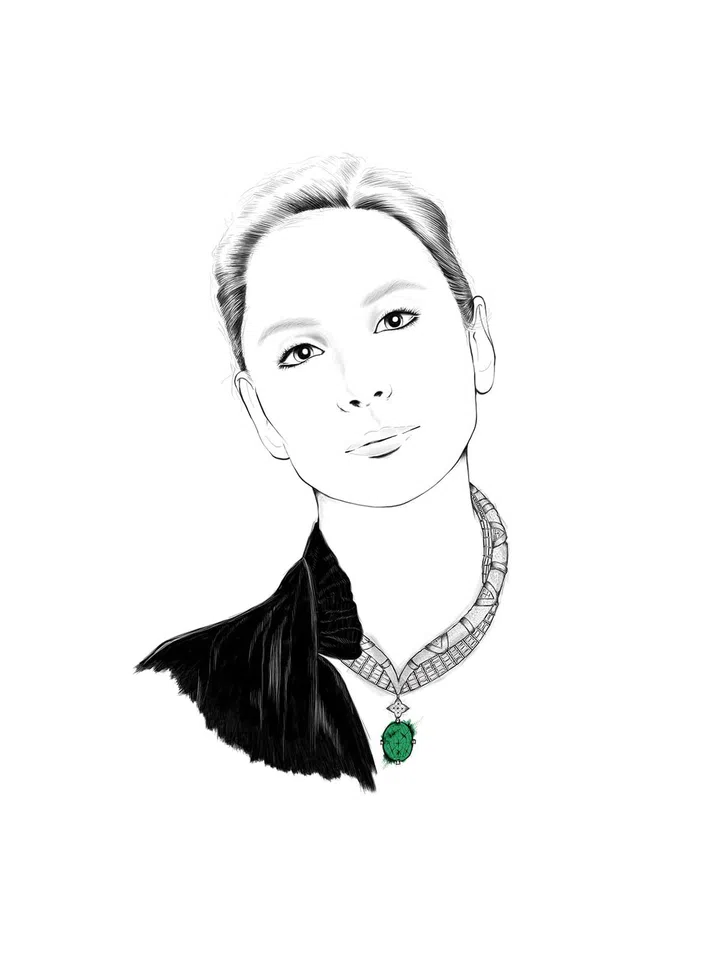 路易威登腕表及珠宝艺术总监Francesca Amfitheatrof; Spirit高级珠宝系列Grace主题项链。