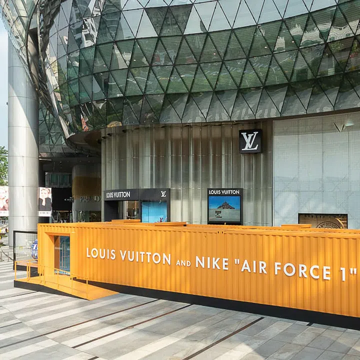 Louis Vuitton and Nike "Air Force 1" by Virgil Abloh sneakers sale Exhibition opens at ION Orchard Singapore