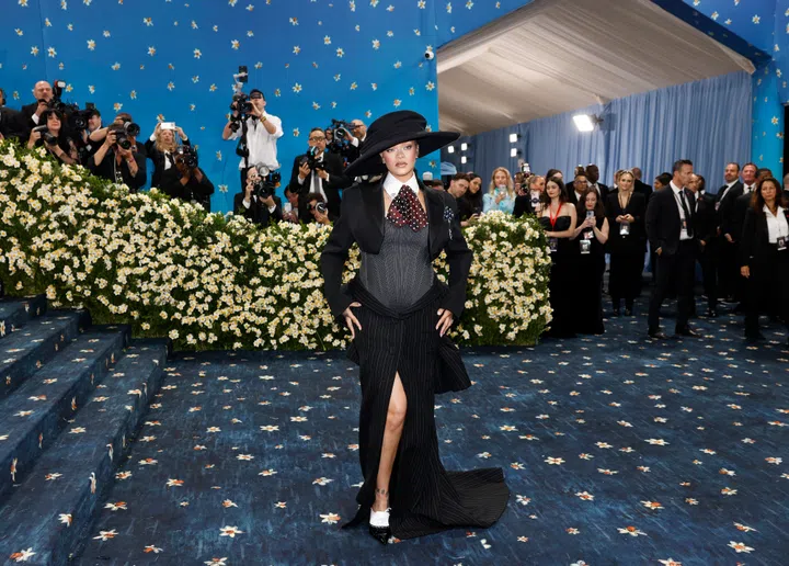 Rihanna arrives on the red carpet at the 2025 Met Gala celebrating the opening of Superfine: Tailoring Black Style at The Metropolitan Museum of Art on Monday, May 5, 2025 in New York City. Photo by John Angelillo/UPI