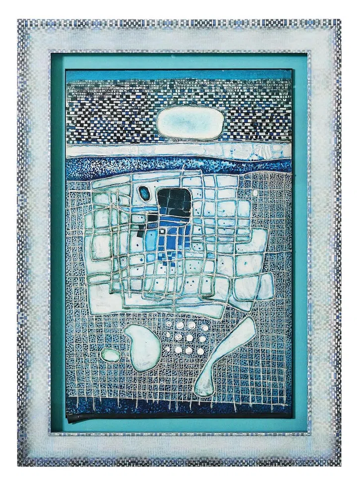 钟泗宾1976年复合 媒材作品“Untitled”，融合 中西艺术传统