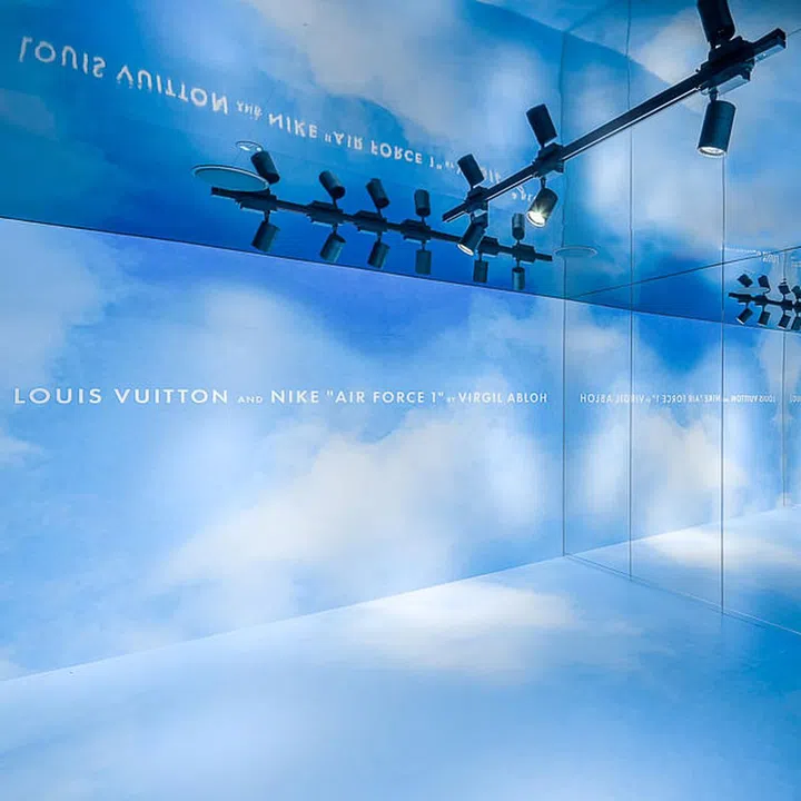 Louis Vuitton and Nike "Air Force 1" by Virgil Abloh sneakers sale Exhibition opens at ION Orchard Singapore