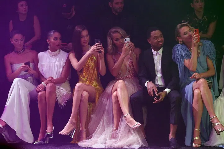 ROME, ITALY - JUNE 28:  Bella Hadid, Lily Alridge, Sylvia Hoeks, Jasmine Sanders and Laura Harrier attend BVLGARI Dinner & Party at Stadio dei Marmi on June 28, 2018 in Rome, Italy.  (Photo by Elisabetta Villa/Getty Images for Bvlgari)