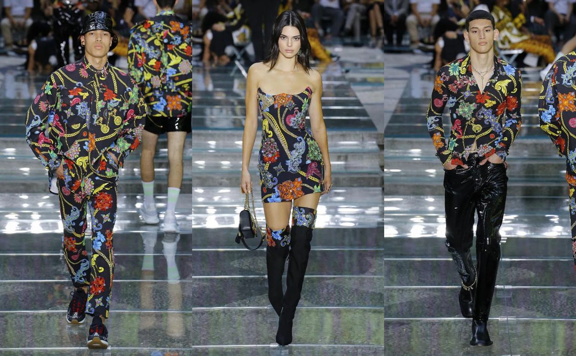 Versace, Versace 2019 Spring Collection, Donatella Versace, Kendall Jenner, Bella Hadid