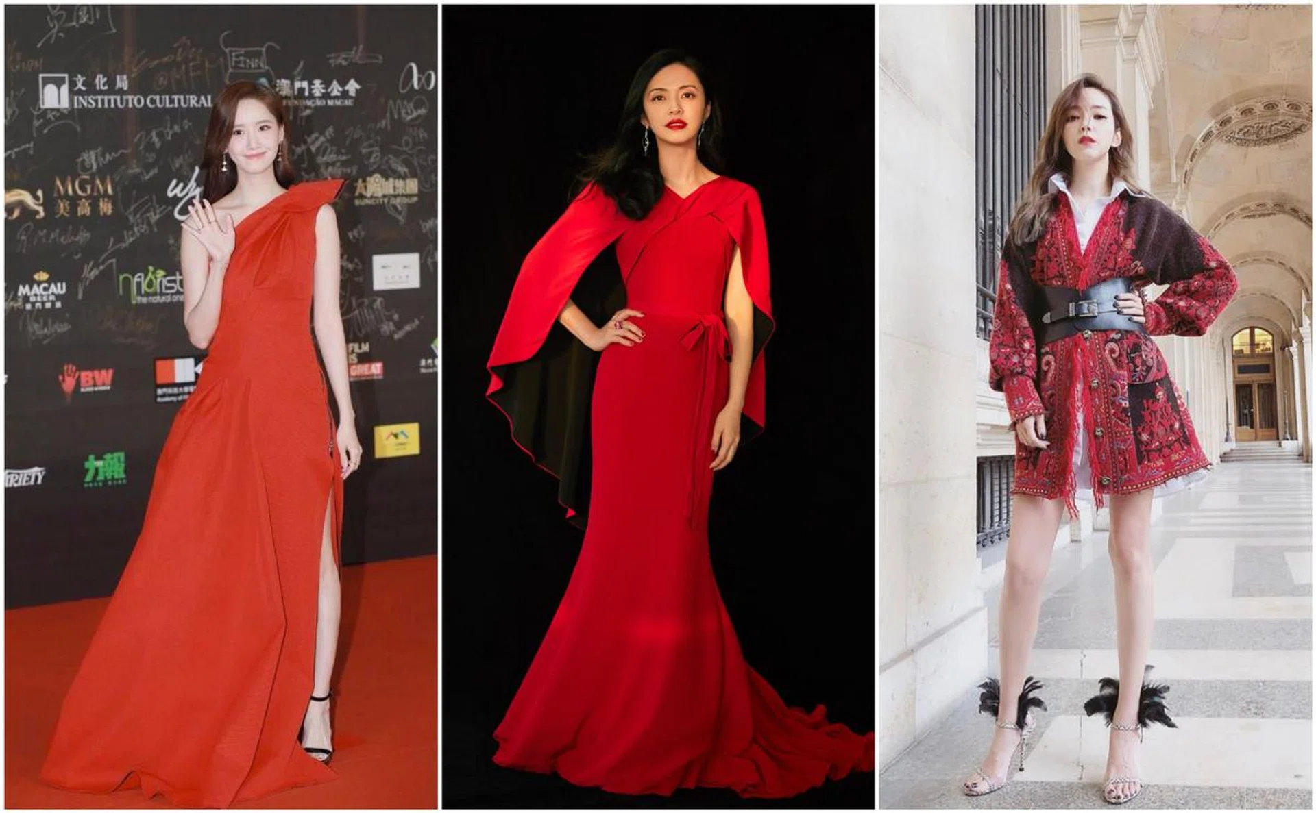 Red dress, Christmas, party look,时尚