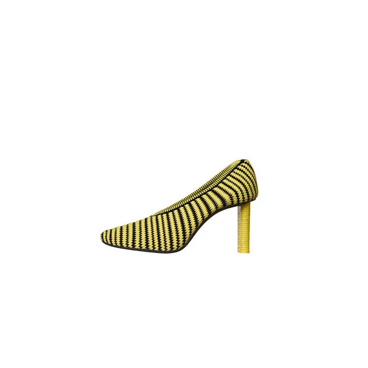C+¬line Spring 16_Yellow & Black Striped Knit Soft Pump $7,600