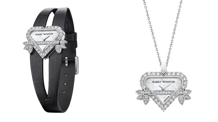 Rosebud Heart高级珠宝时计可作为项链垂于颈间，也可作为传统腕表戴于腕际。