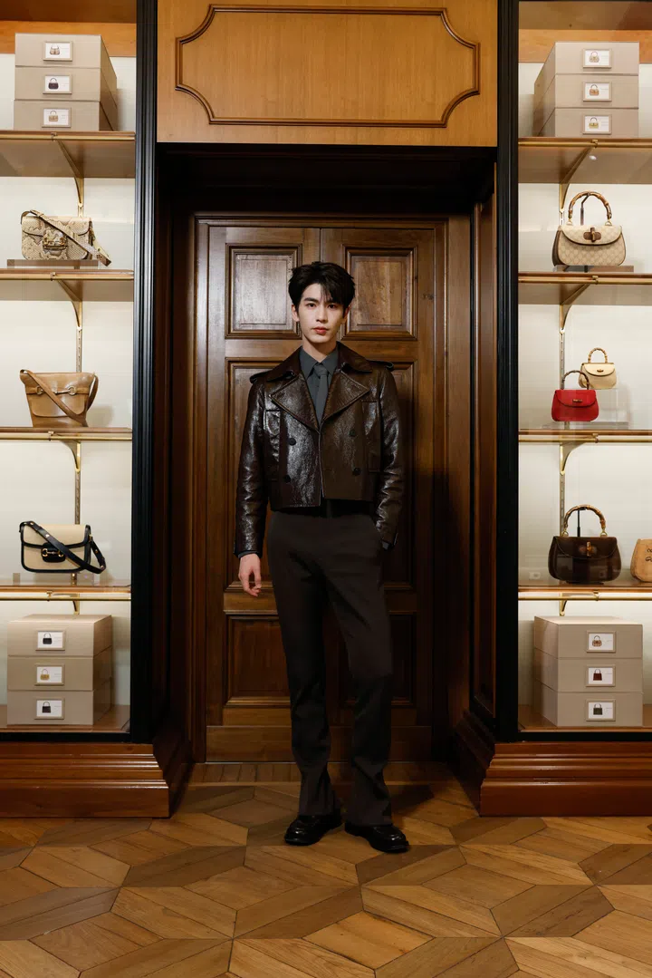 FLORENCE, ITALY - MAY 15: Zhang Linghe attends the Gucci Cruise 2026 fashion show at Gucci Archive on May 15, 2025 in Florence, Italy. (Photo by Claudio Lavenia/Getty Images for Gucci)