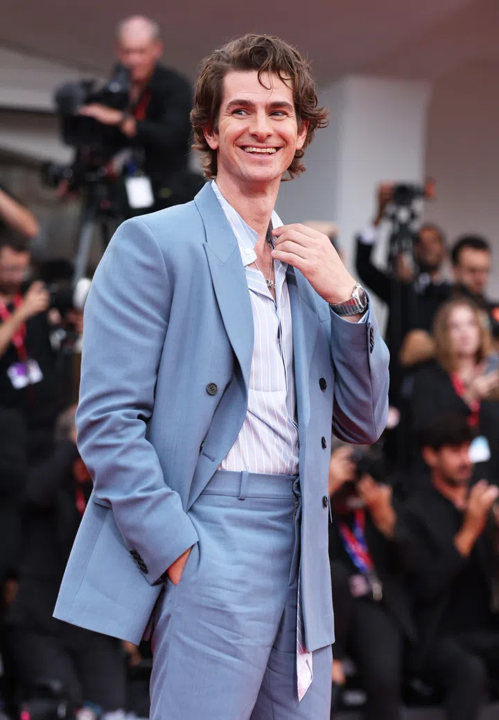 VENICE, ITALY - AUGUST 29: Andrew Garfield attends the "After The Hunt" red carpet during The 82nd Venice International Film Festival at Sala Grande on August 29, 2025 in Venice, Italy. (Photo by Max Cisotti/Dave Benett/WireImage)