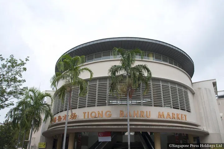 The exterior of Tiong Bahru Market and Food Centre. 