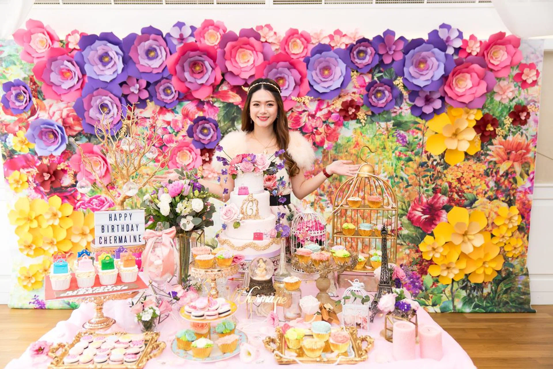 Socialite Charmaine Pang throws a Parisian garden-themed birthday party with friends