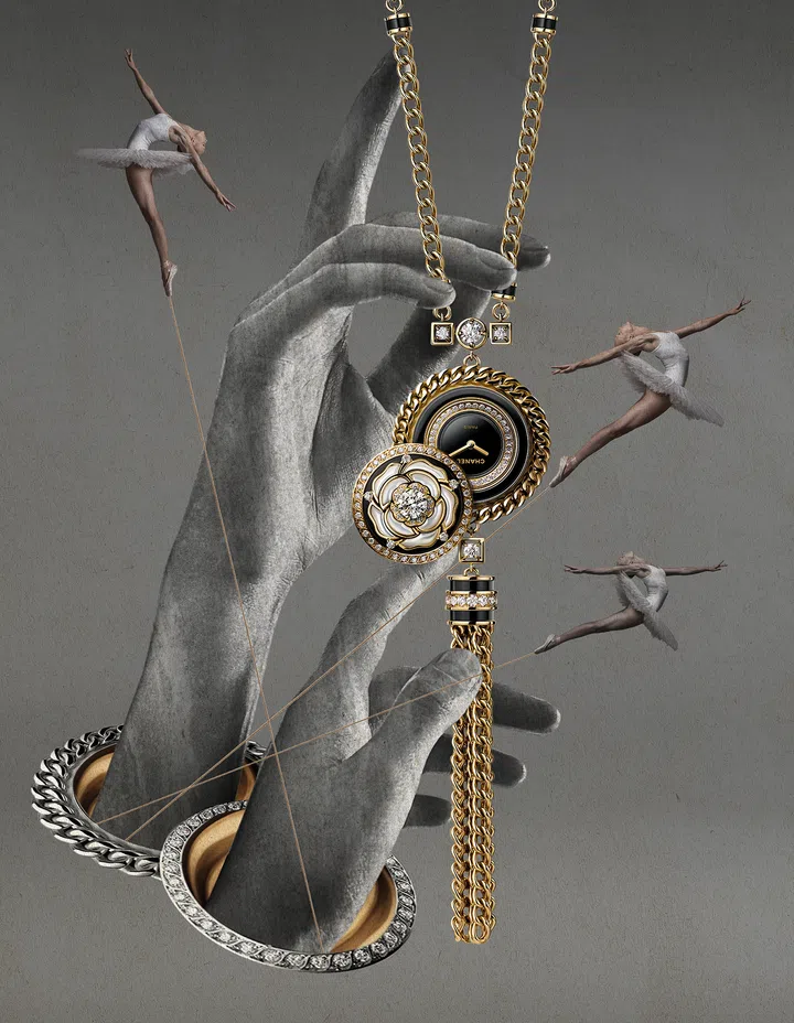 Chanel Mademoiselle Prive Bouton Camellia Necklace Watch, Chanel,  Watches