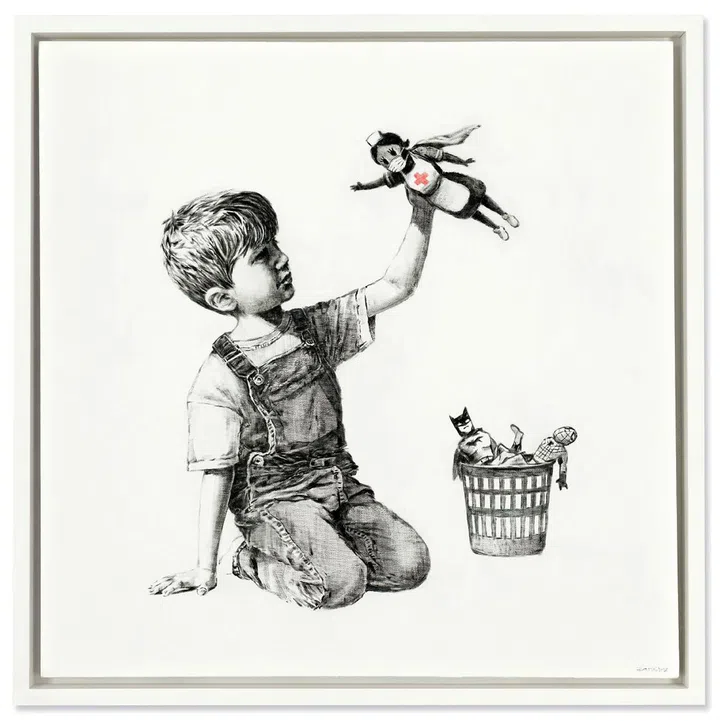 班克斯(Banksy)在疫情间绘制向医护人员致敬的作品“Game Changer”。