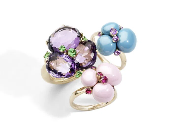 Pomellato_Capri rings_Ceramics and Bahia ring_AmethystTsavorites_2