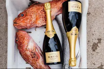 Krug, champagne, fish, restaurants