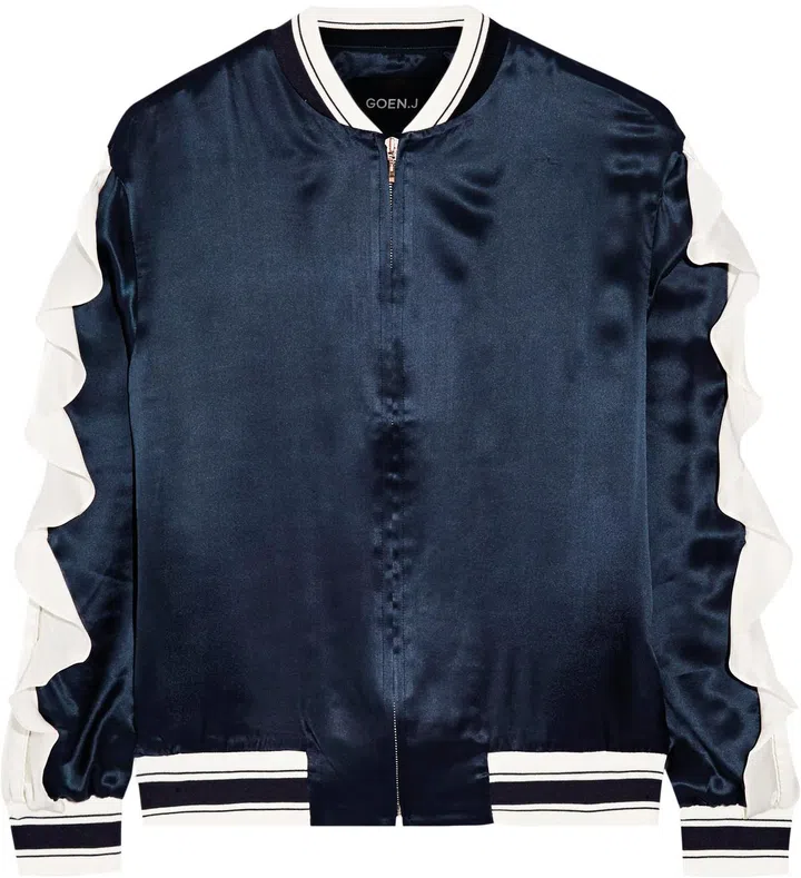 BEING SHOT IN DC2 - Silk bomber jacket with ruffles*LOOKBOOK