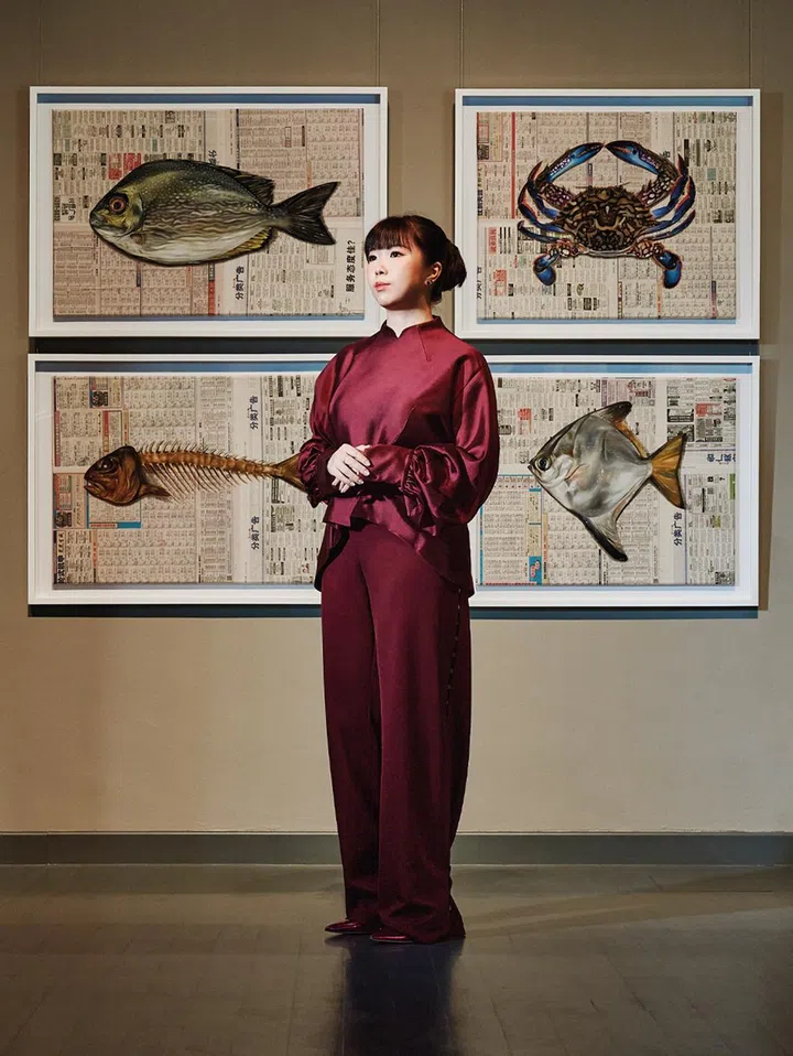 Fiona Koh, Artist, Fish, Newspaper 