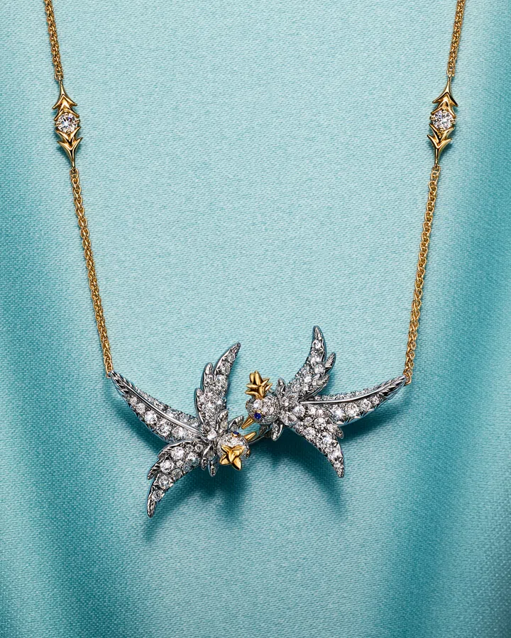 Bird on a Rock by Tiffany石上鸟珠宝系列Lovebirds吊坠。