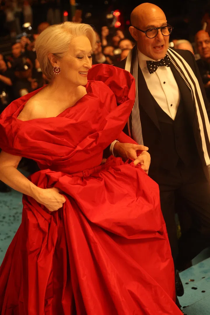 *EXCLUSIVE* New York,    Meryl Streep and Stanley Tucci were all smiles as they arrived arm in arm on the dazzling set of The Devil Wears Prada 2 in New York City. Streep stunned in a voluminous red gown while Tucci looked dapper in a tuxedo paired with a bold striped scarf. The beloved co-stars reprised their iconic roles as Miranda Priestly and Nigel, bringing serious glamour and nostalgia to the highly anticipated sequel.

Pictured: Meryl Streep, Stanley Tucci

BACKGRID USA 2 AUGUST 2025 

USA: +1 310 798 9111 / usasales@backgrid.com

UK: +44 208 344 2007 / uksales@backgrid.com

*UK Clients - Pictures Containing Children
Please Pixelate Face Prior To Publication*