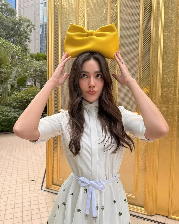 Kimberley Anne Woltemas演绎Dior Bow手袋。