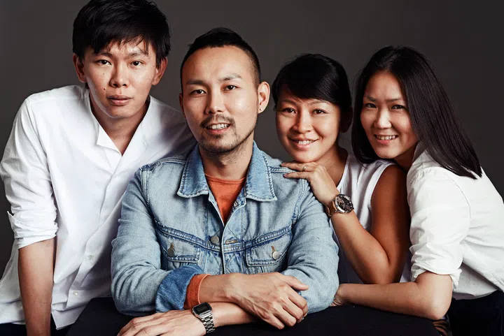Designer Sven Tan (left) started local clothing label In Good Company with Malaysian designer Kane Tan and former alldressedup marketing merchandisers Julene Aw and Jaclyn Teo.