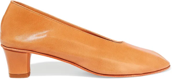 HIGH GLOVE 45mm kid leather almond toe pump with leather block heel (Handmade in Buenos Aires)