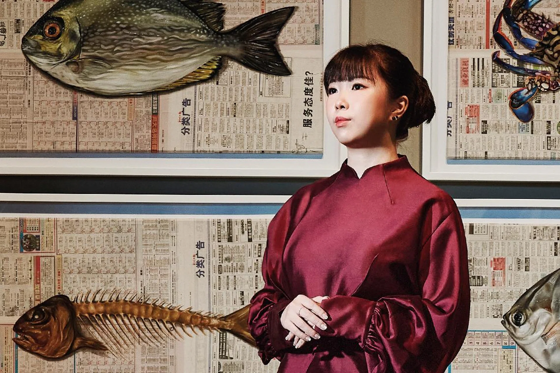 Fiona Koh, Artist, Fish, Newspaper 