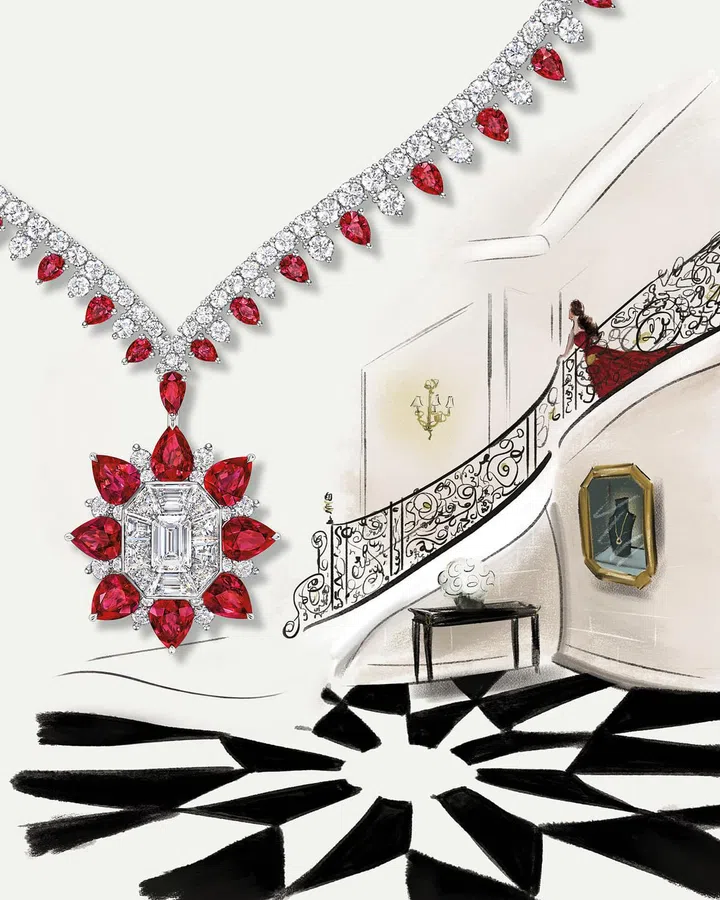 Marble Marquetry主题项链。Photo courtesy of Harry Winston。