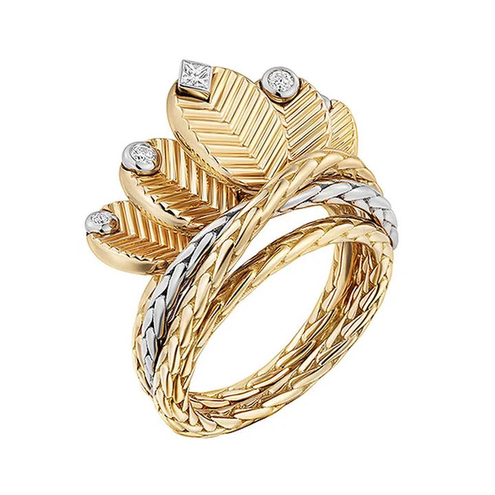 CARTIER Grain de café镶钻黄金及白金戒指 $10,200