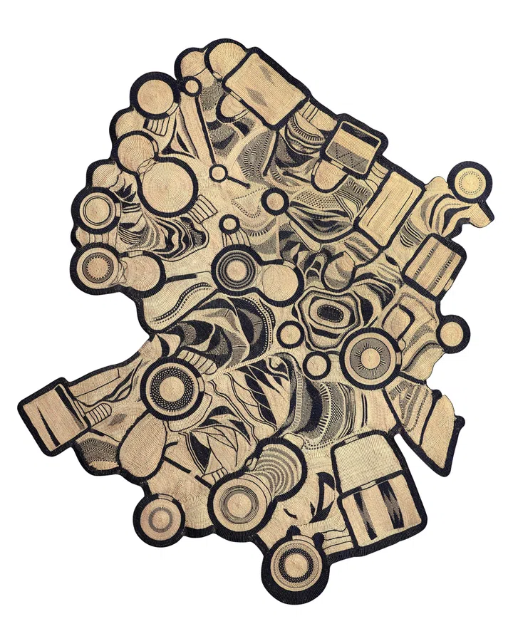 《Fra Fra Tapestry #2》 以当代技术结合Frafra 族群的编织技艺， 重现加纳Guru