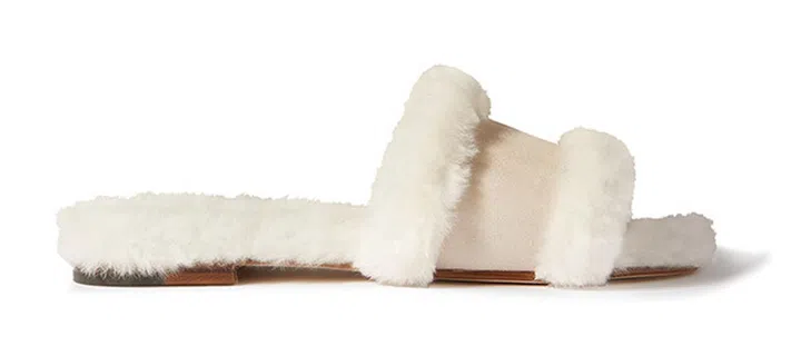 ANACLETUS Round toe suede and shearling slide sandal *SWATCH*
