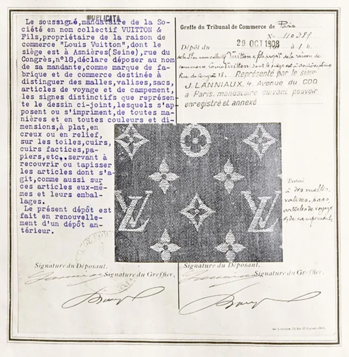 品牌的1908年Monogram注册证书