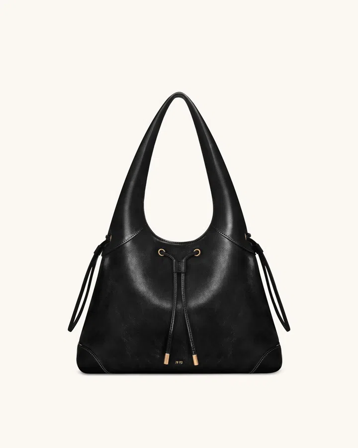 JW Pei Elara Drawstring Hobo Bag - Black
