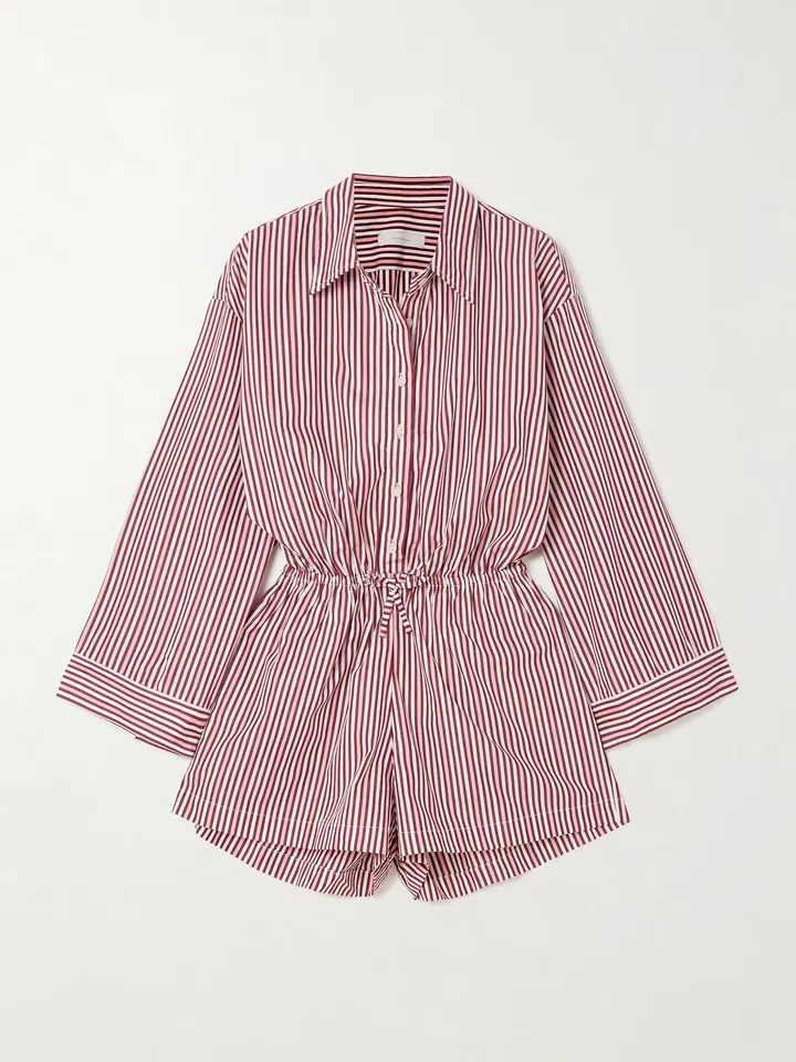 Faithful Freja striped cotton-poplin playsuit 