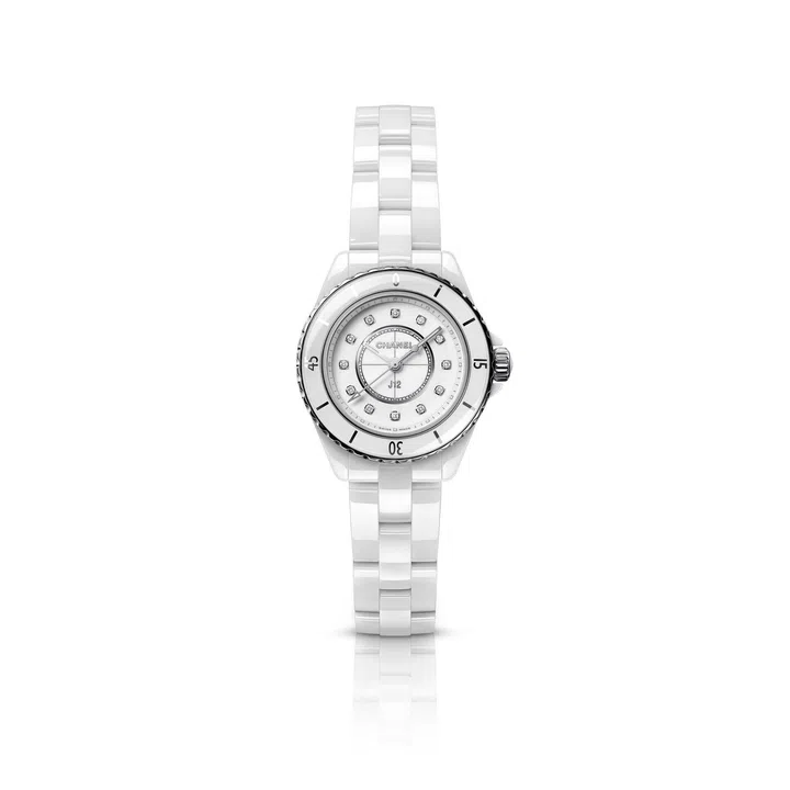 Chanel J12, quartz movement, dial with diamonds, 28mm ceramic and steel case, ceramic and steel bracelet watch $9,950