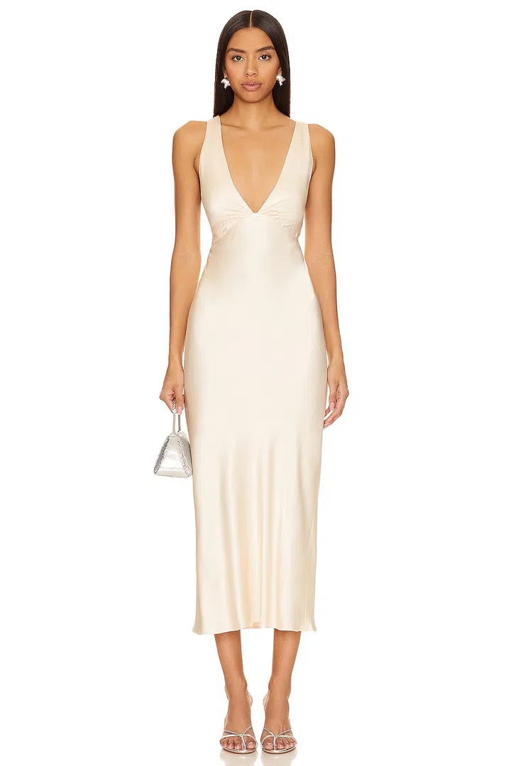 Shona Joy La Lune Plunged Cross Back Midi Dress