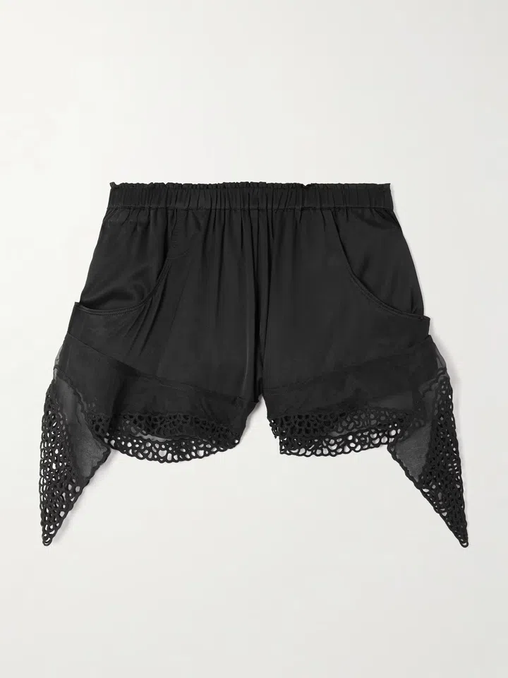ISABEL MARANT Ildana lace-trimmed stretch silk-blend shorts