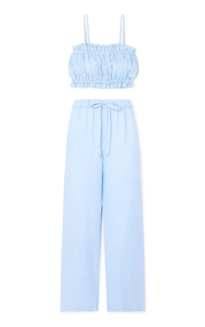 Everly Pant - LINEN PANT Long pants with drawstring waistband. Stonewash linen