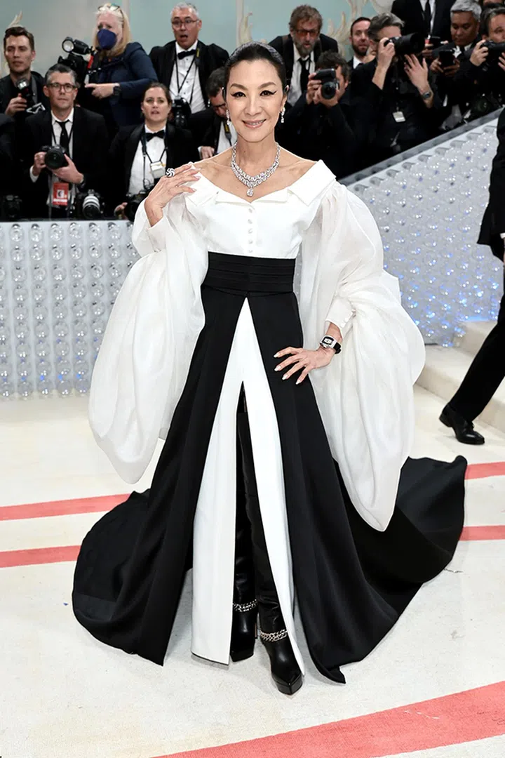 NEW YORK, NEW YORK - MAY 01: Michelle Yeoh attends The 2023 Met Gala Celebrating "Karl Lagerfeld: A Line Of Beauty" at The Metropolitan Museum of Art on May 01, 2023 in New York City. (Photo by Jamie McCarthy/Getty Images)